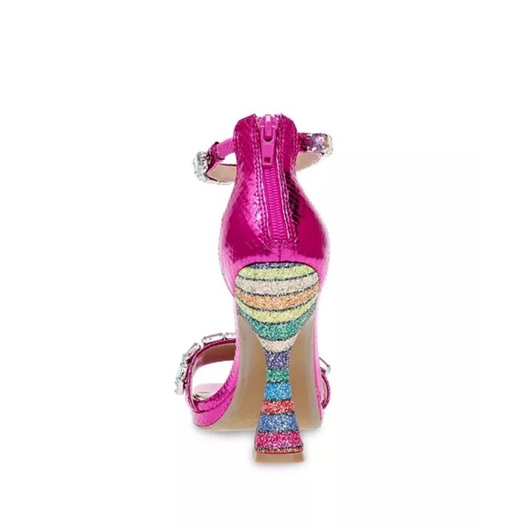 NEW BETSEY JOHNSON Emani Jewel Embellished Rainbow Colors Glitter Heels SandalS - Picture 10 of 11